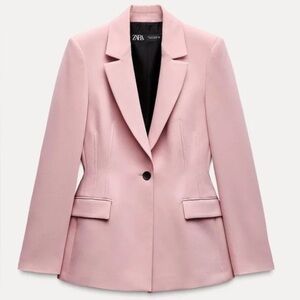 ZARA WOMAN FITTED TAILORED BLAZER JACKET PINK Size M